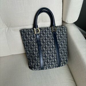 Authentic vintage Dior blue trotter tote bag